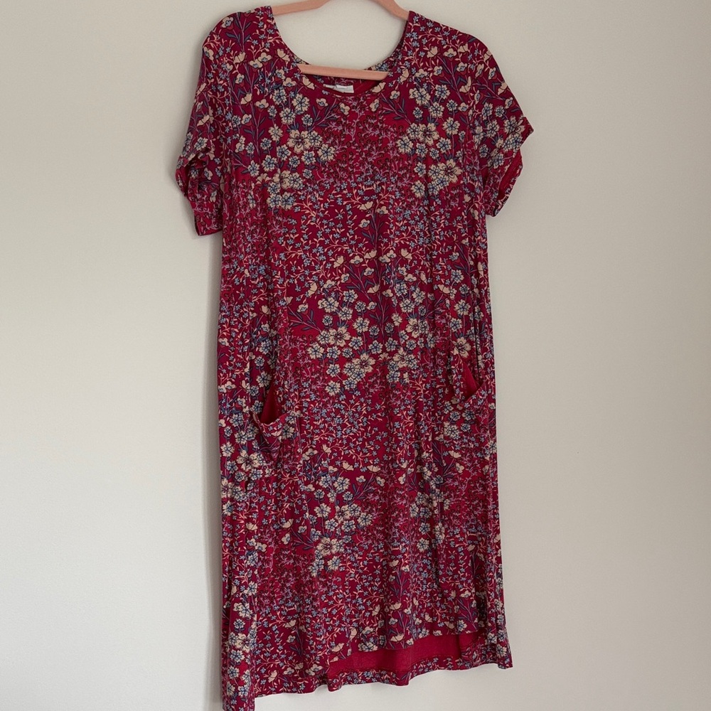 J. Jill Red Floral Pattern Dress